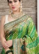 Green And Mehendi Floral Motifs Banarasi Silk Saree